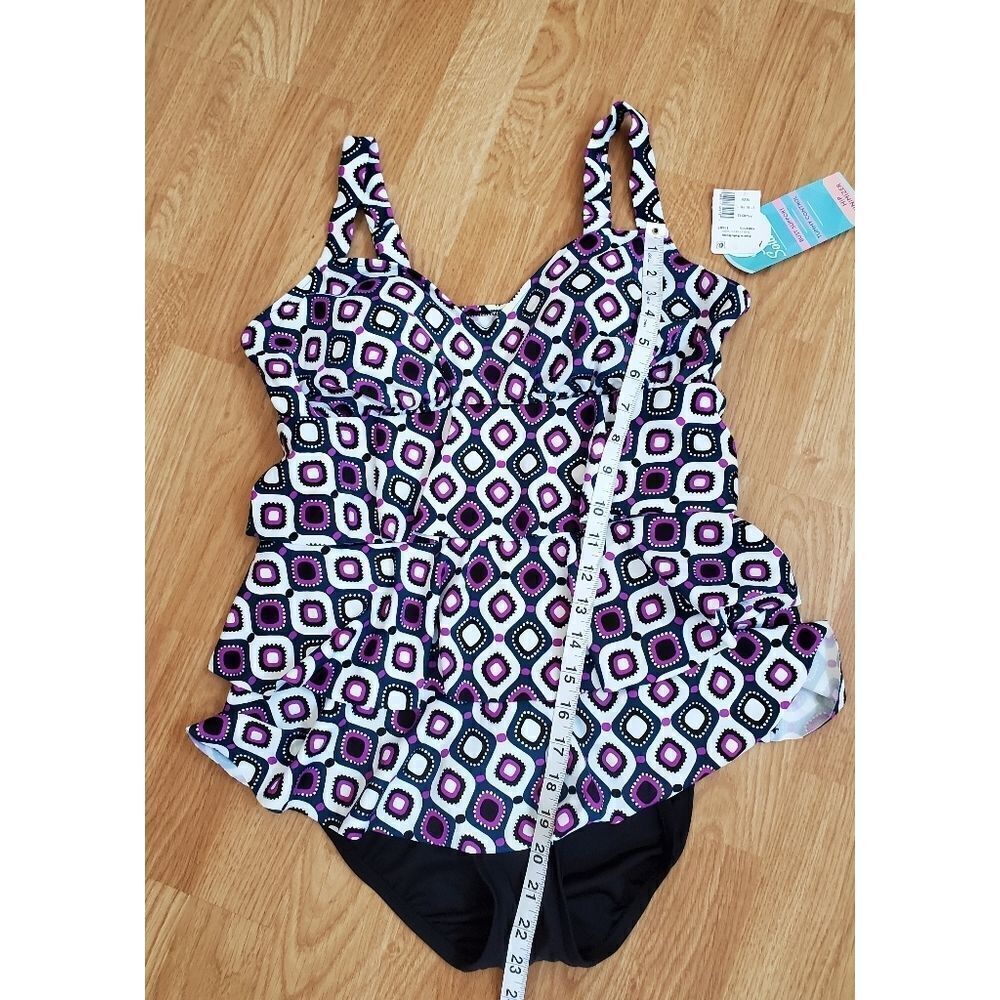 Swim Solutions Jewels Tiered Tummy Control 1-Piece - Picture 13 of 16